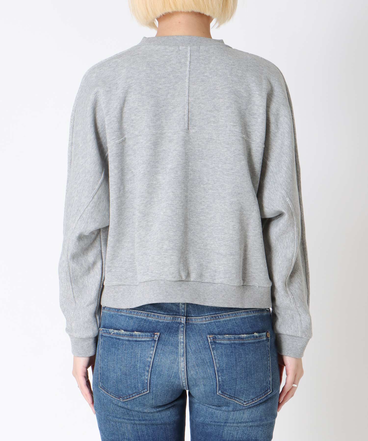 ラメ裏毛ラグランスリーブトップス