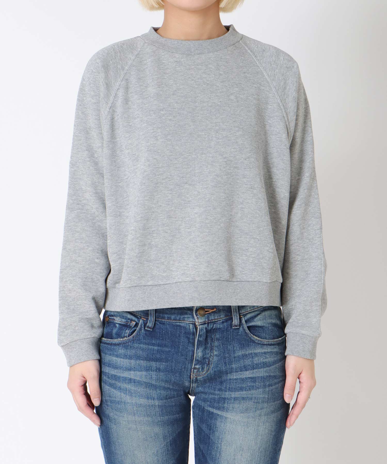 ラメ裏毛ラグランスリーブトップス