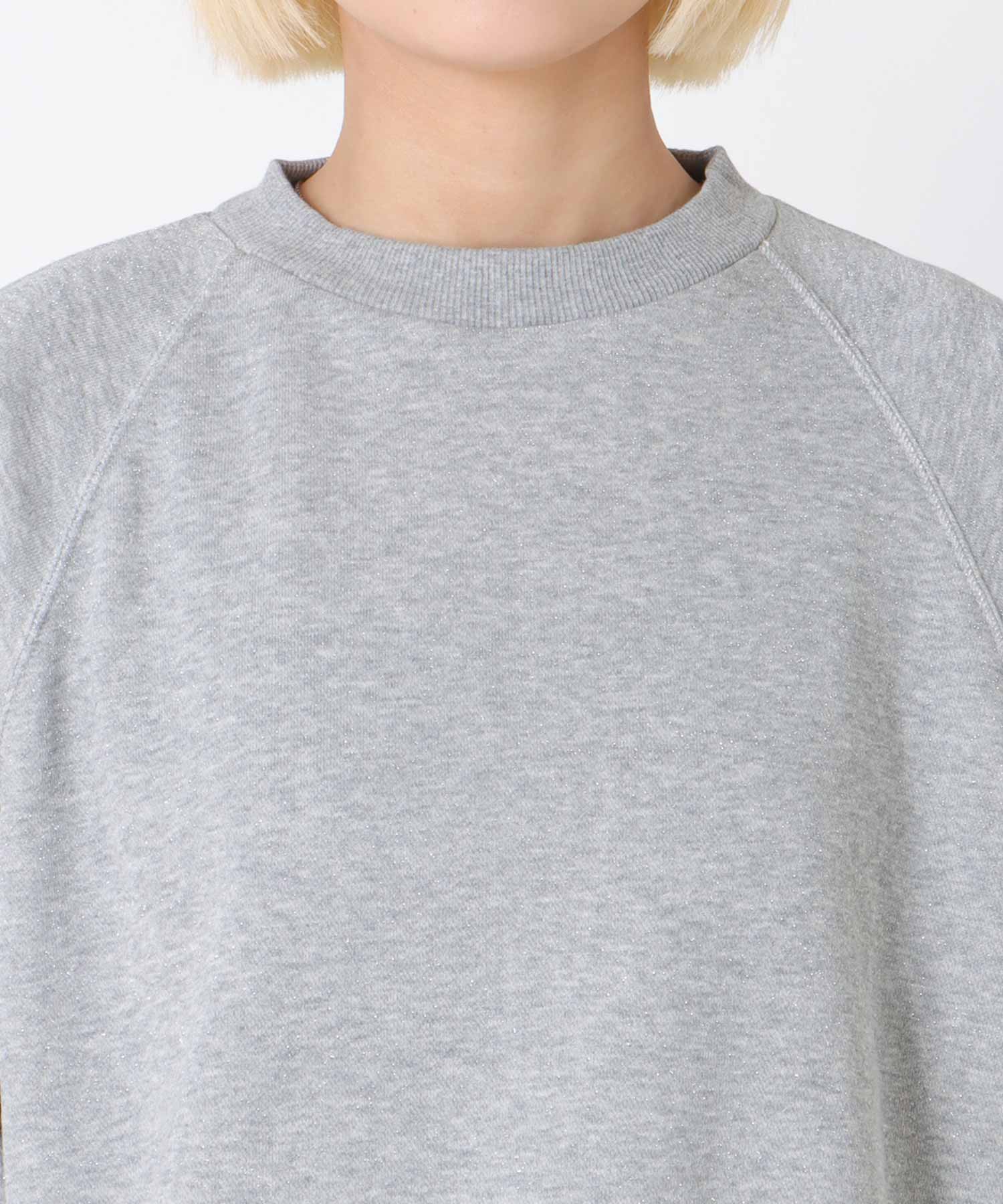 ラメ裏毛ラグランスリーブトップス