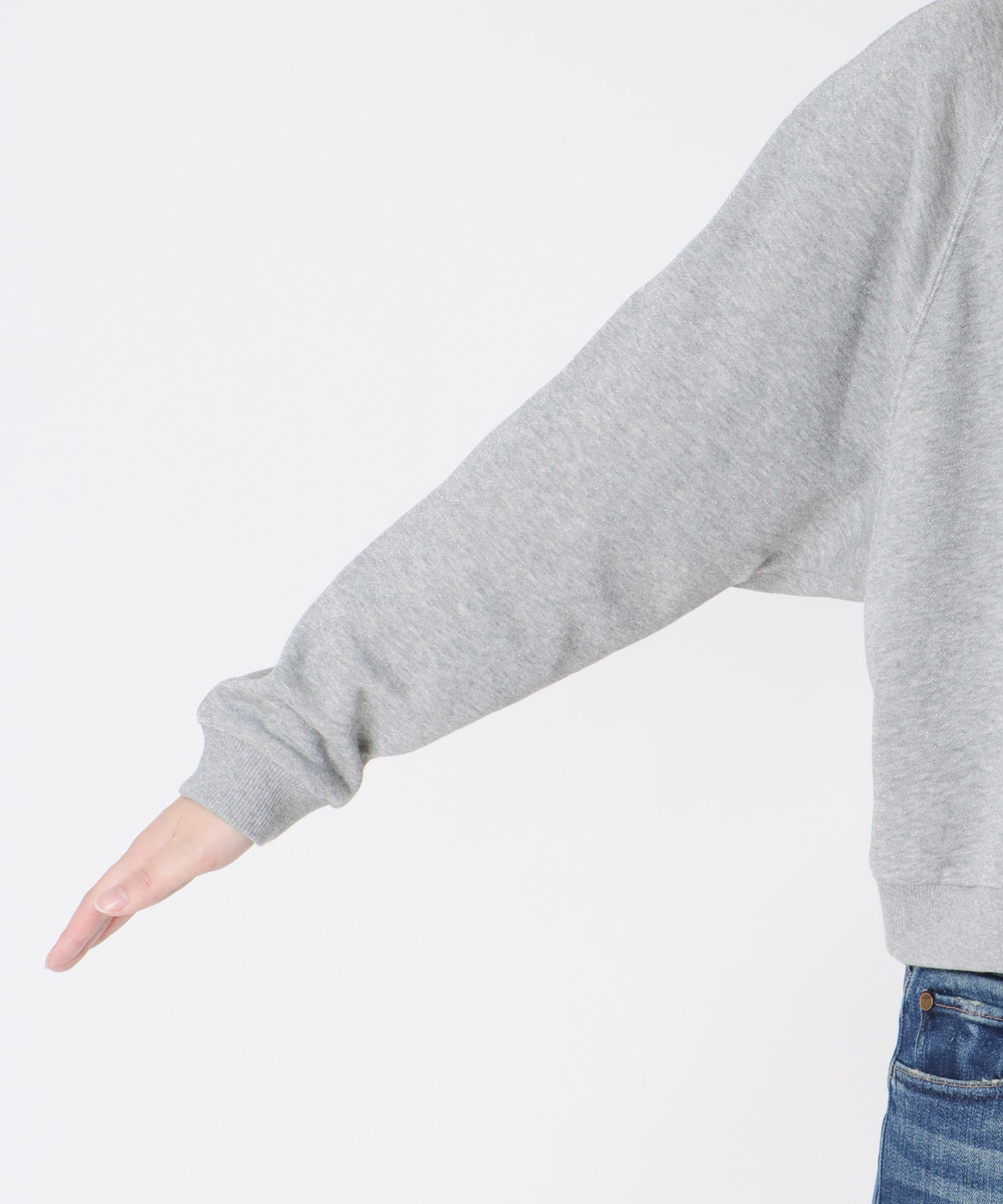 ラメ裏毛ラグランスリーブトップス