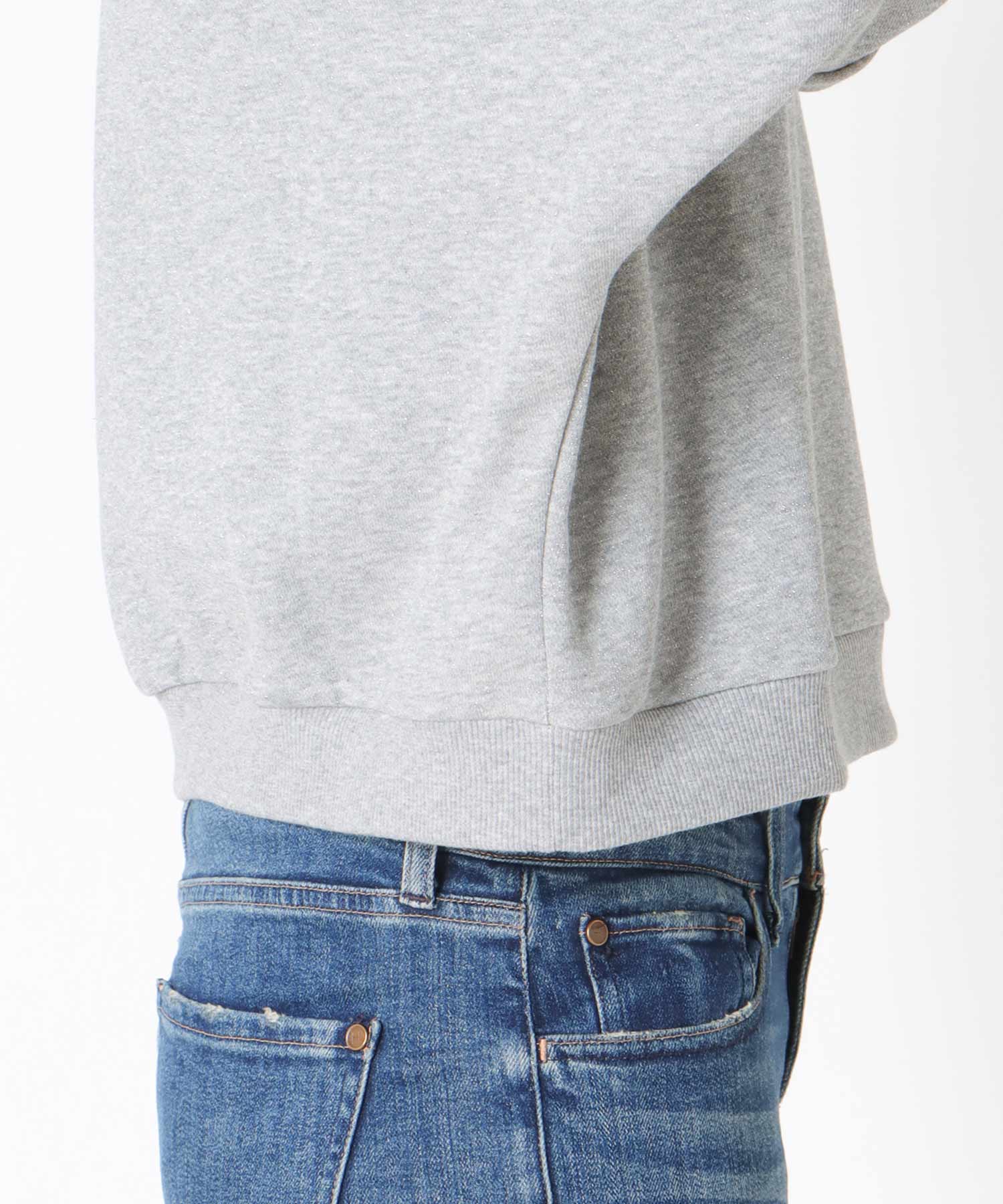 ラメ裏毛ラグランスリーブトップス