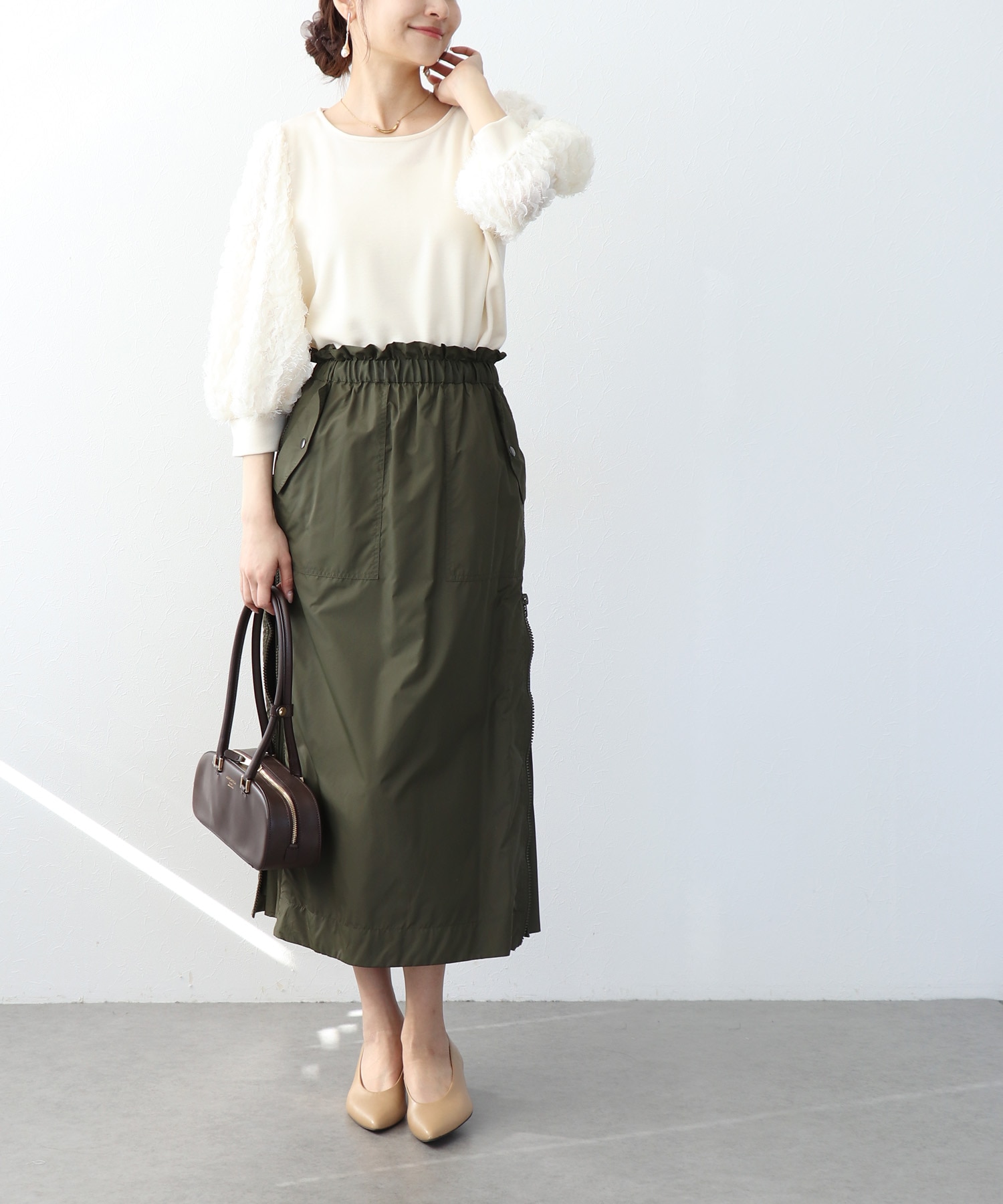 袖ドッキングトップス