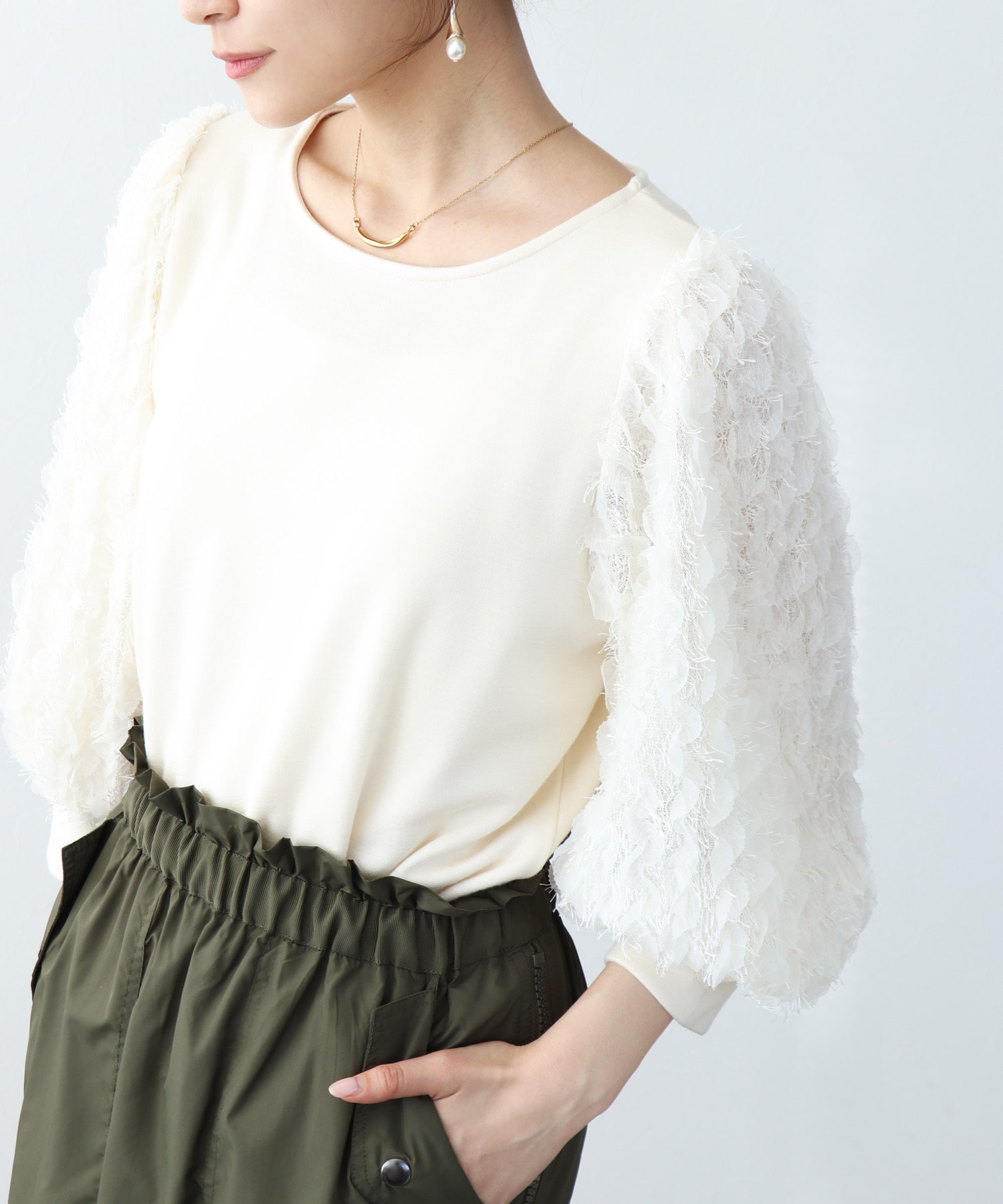 袖ドッキングトップス