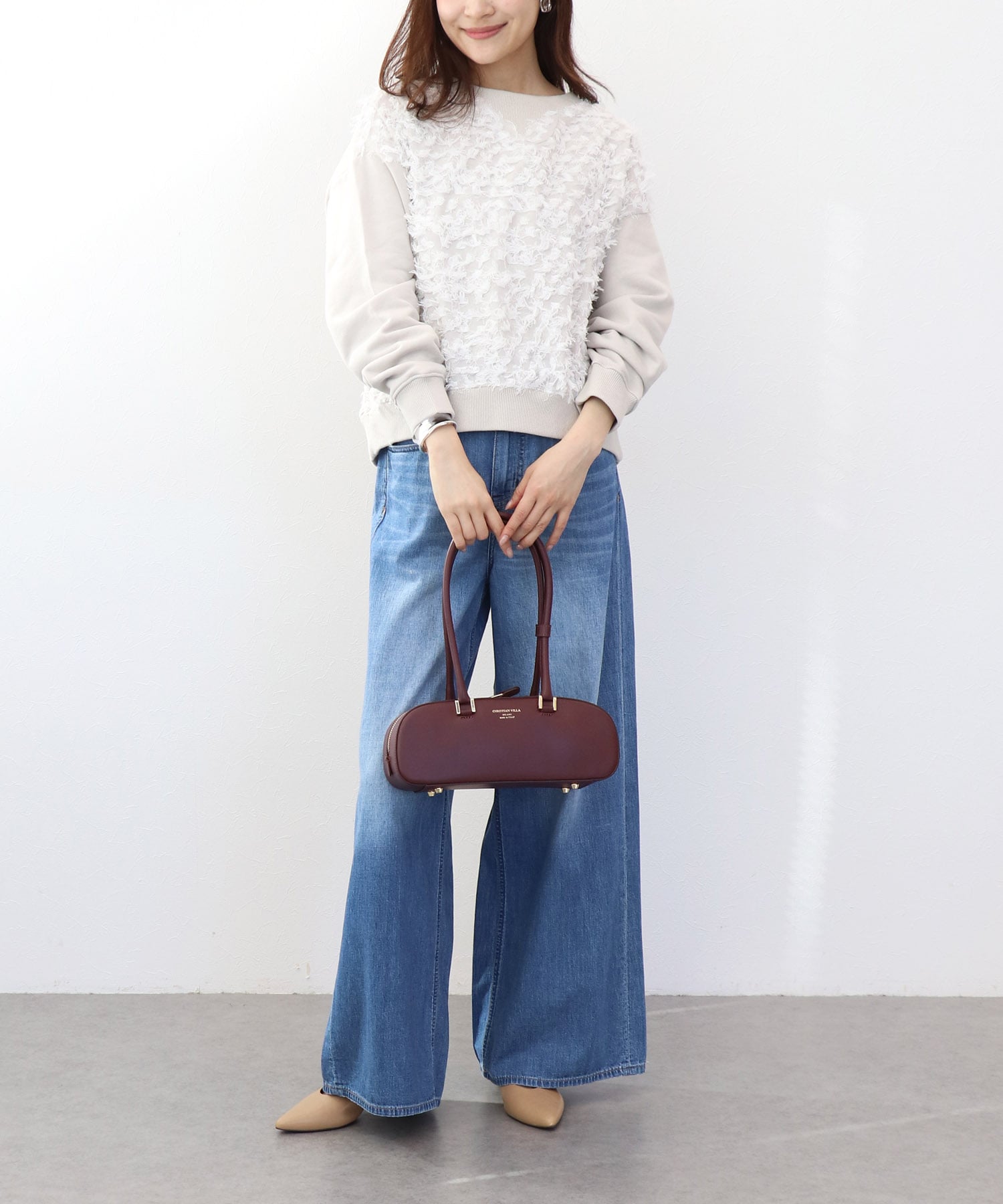 ジャカード×裏毛トップス