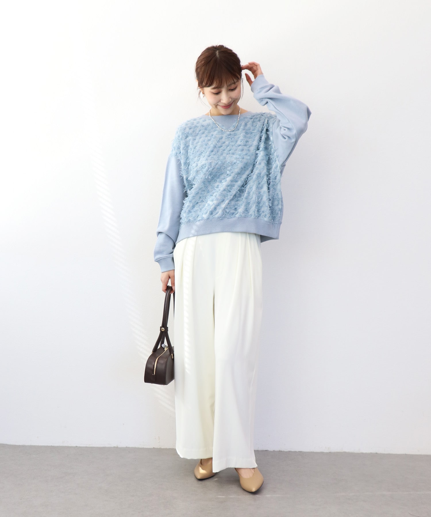 ジャカード×裏毛トップス