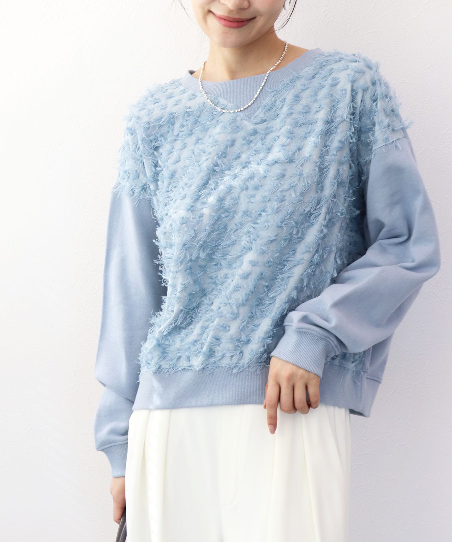 ジャカード×裏毛トップス