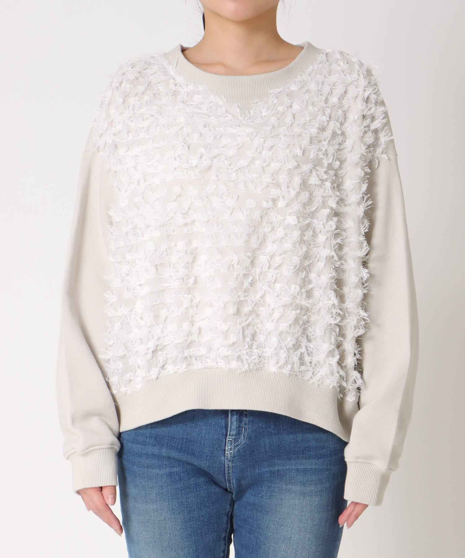 ジャカード×裏毛トップス