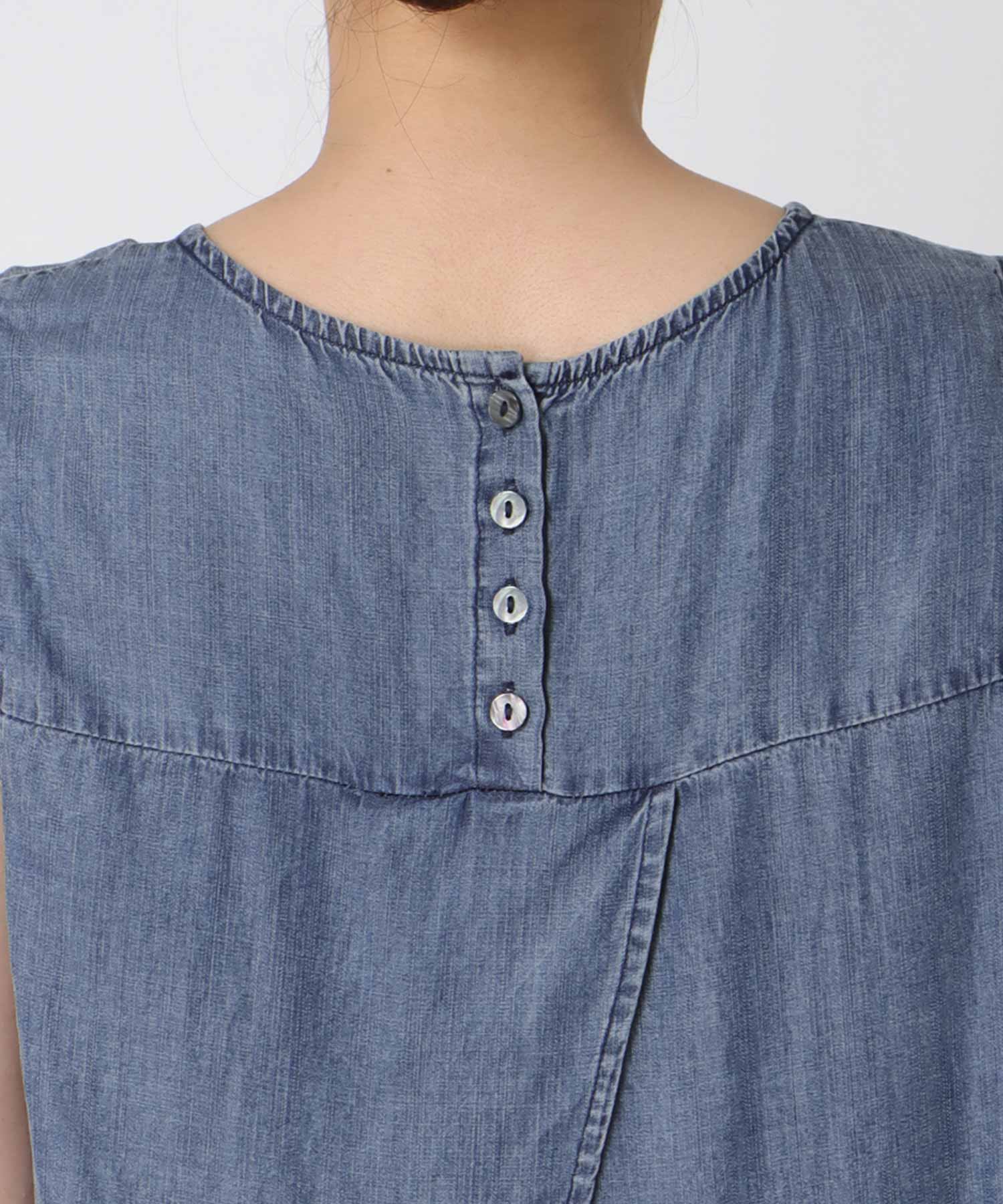テンセルデニムノースリーブブラウス