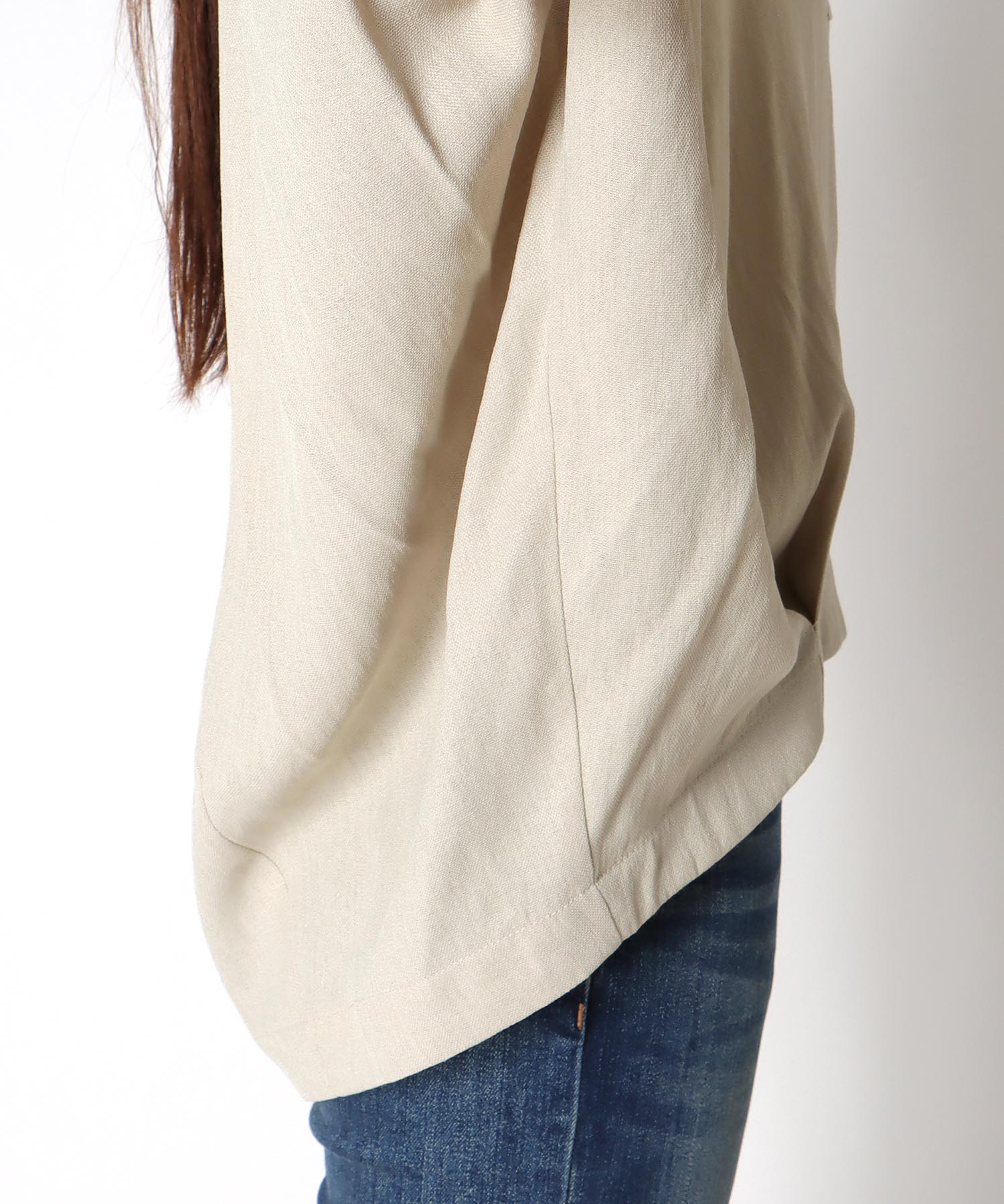 Vネックフリンジスリーブブラウス