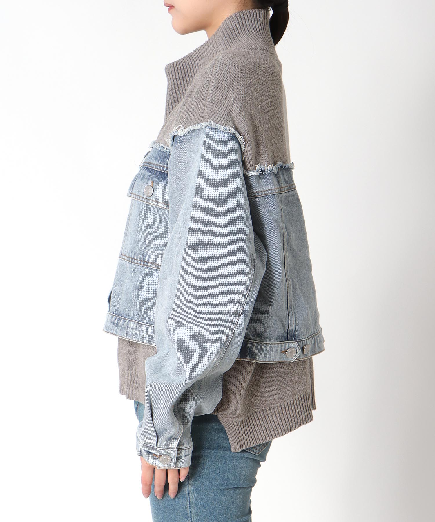 デニムドッキングニットブルゾン