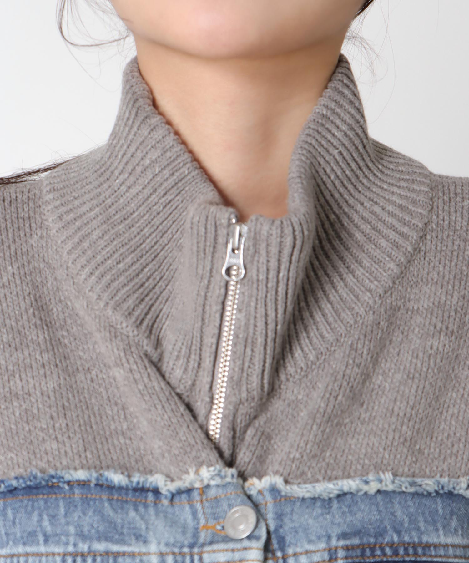 デニムドッキングニットブルゾン