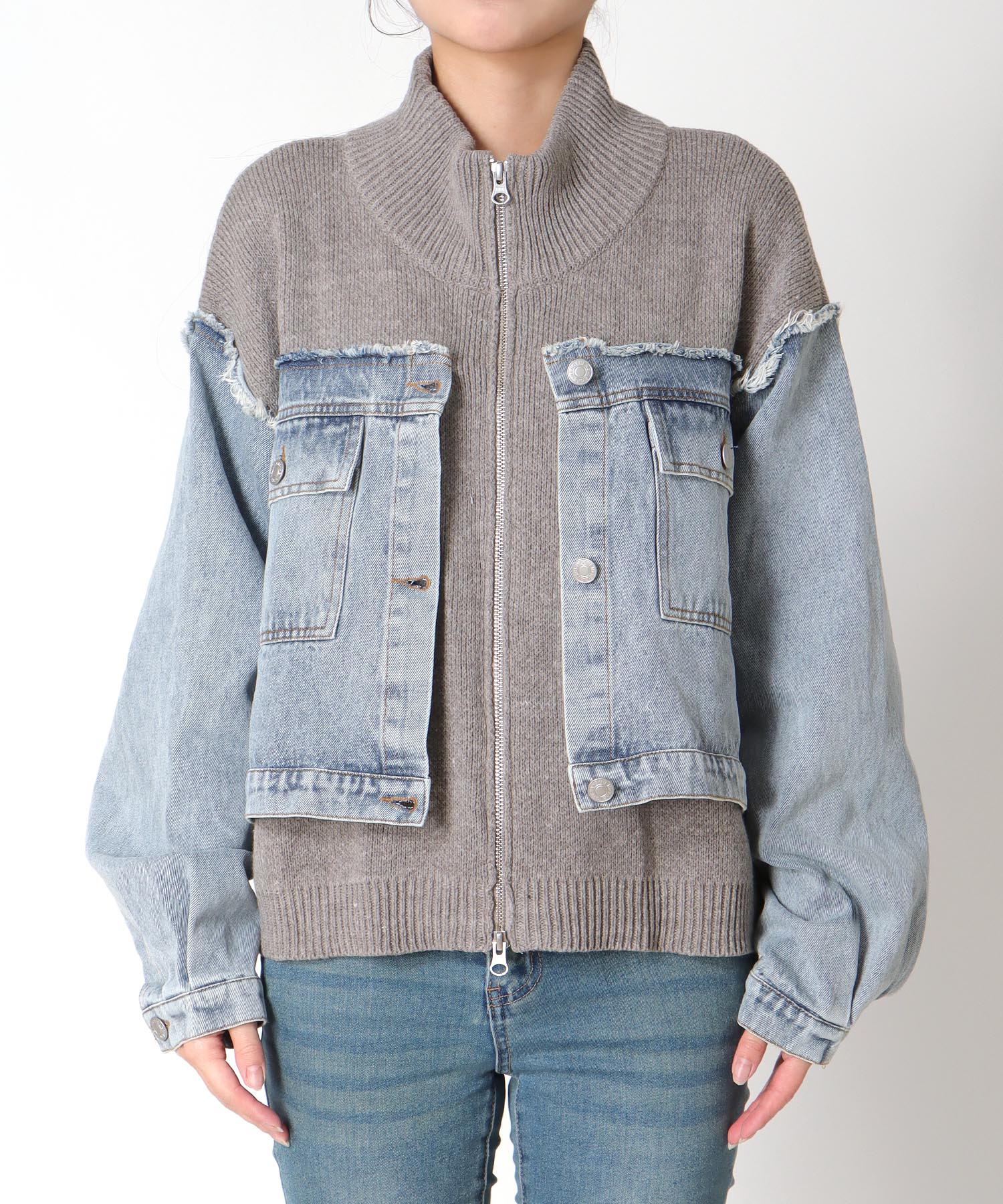 デニムドッキングニットブルゾン