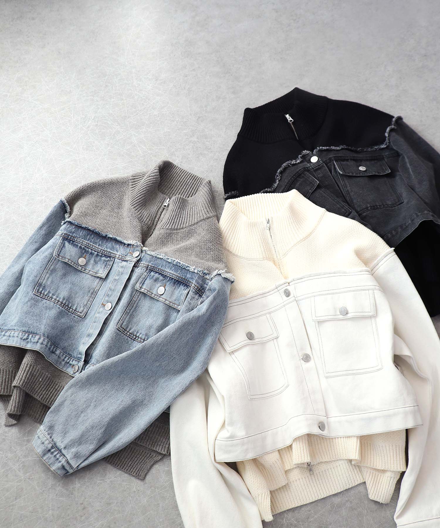 デニムドッキングニットブルゾン