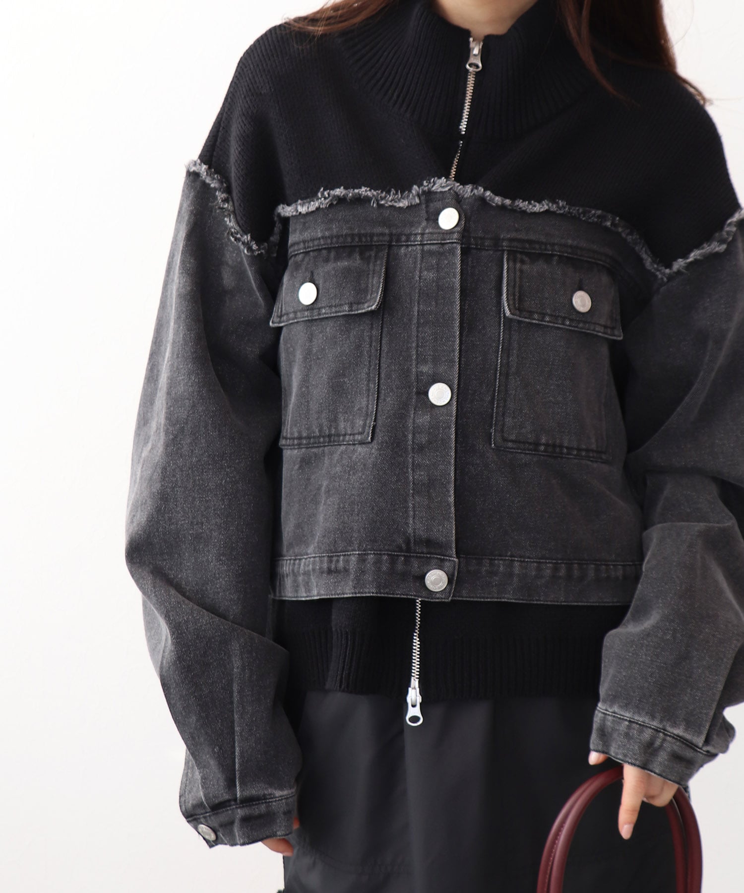 デニムドッキングニットブルゾン