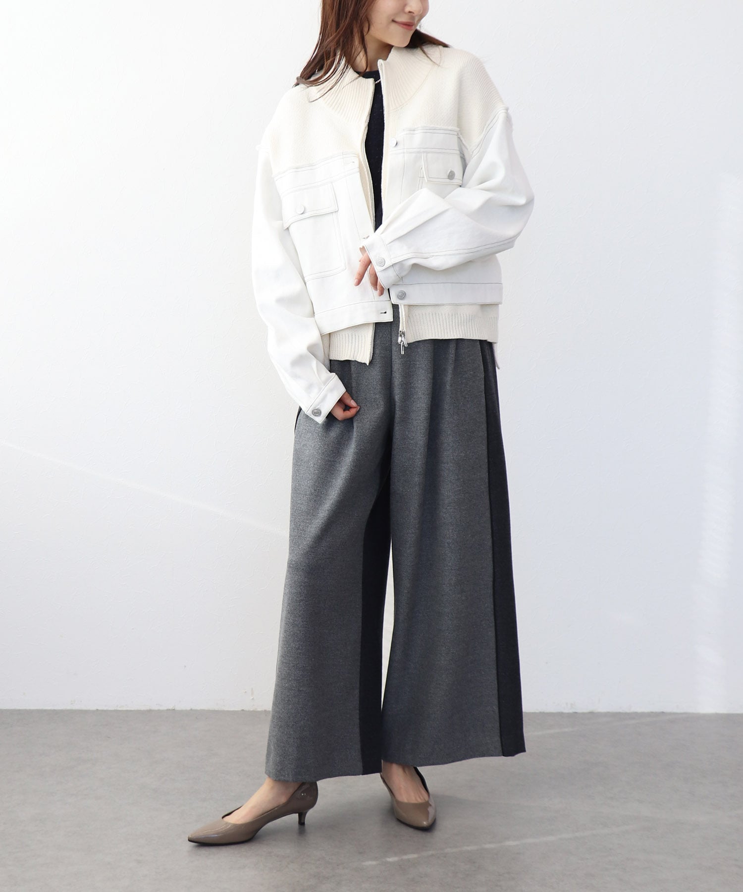 デニムドッキングニットブルゾン