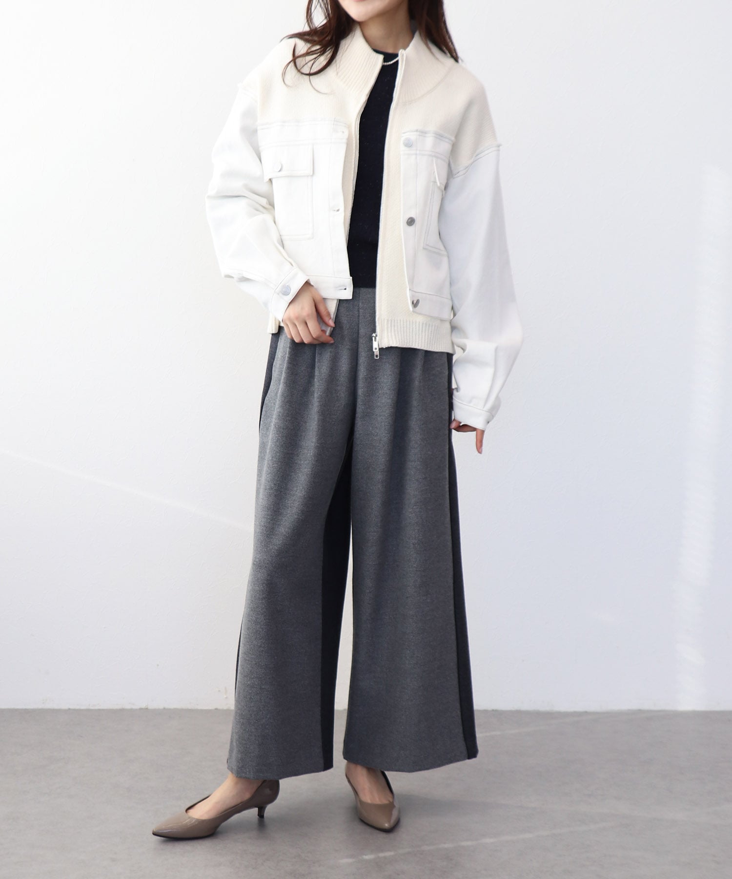 デニムドッキングニットブルゾン