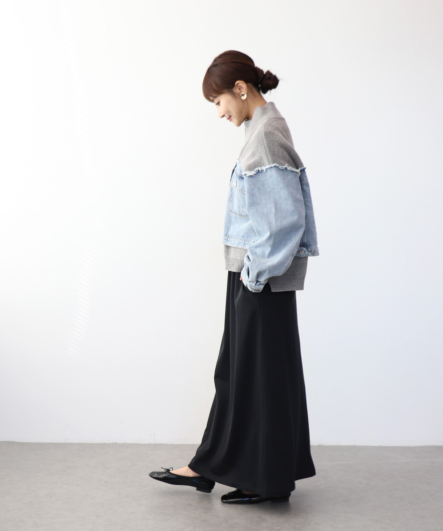 デニムドッキングニットブルゾン