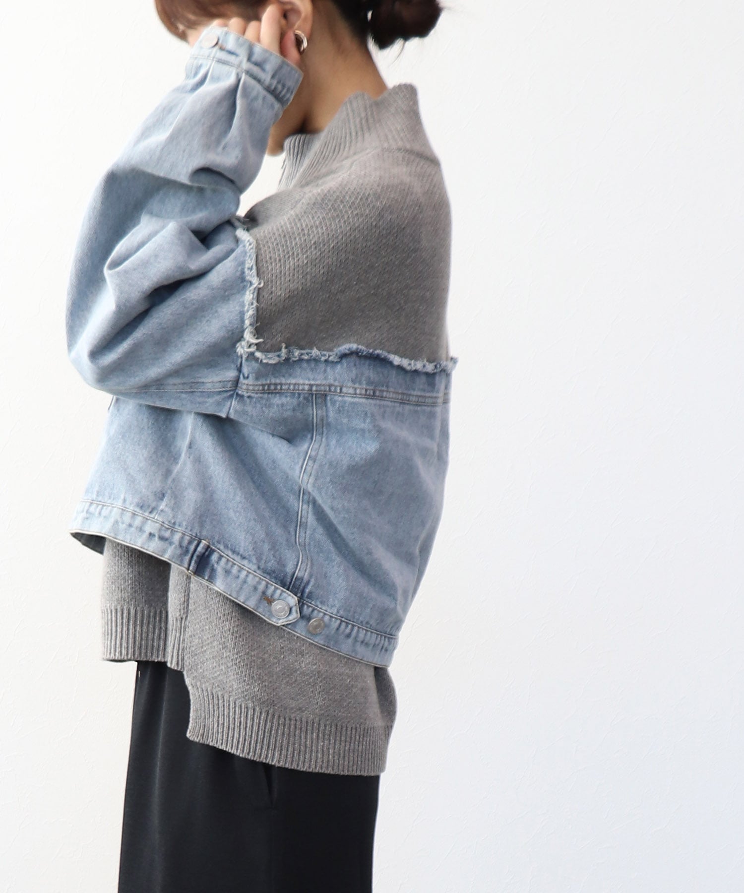 デニムドッキングニットブルゾン