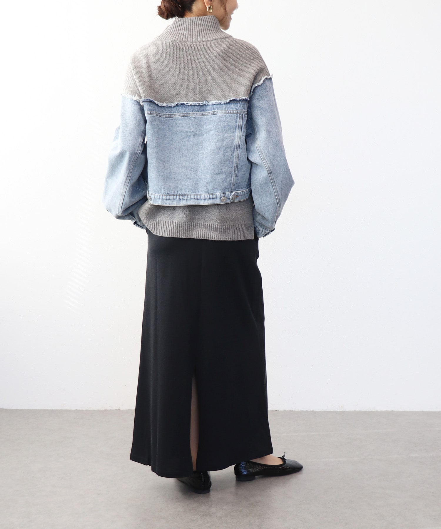 デニムドッキングニットブルゾン