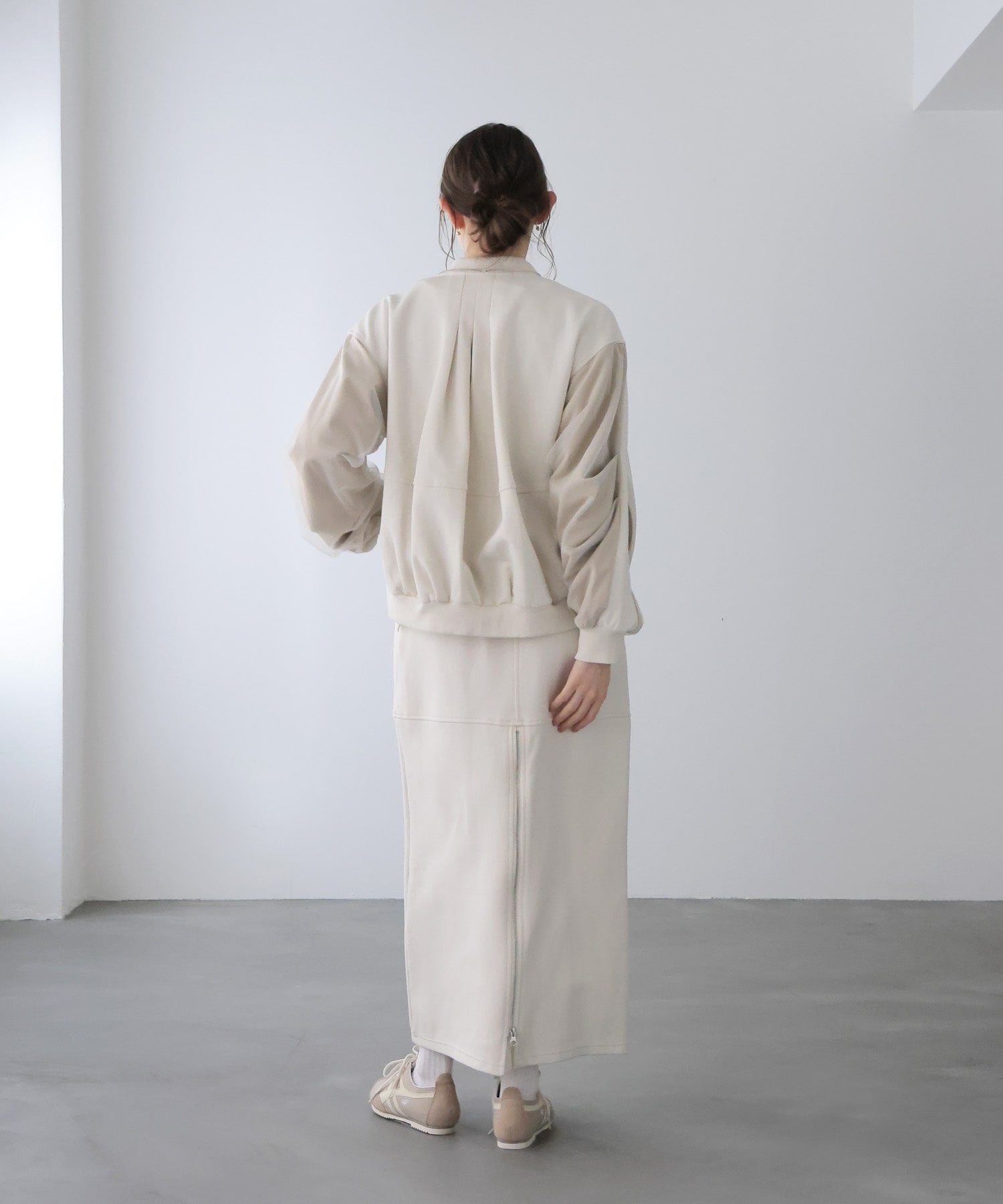 ポンチ袖チュールタックブルゾン