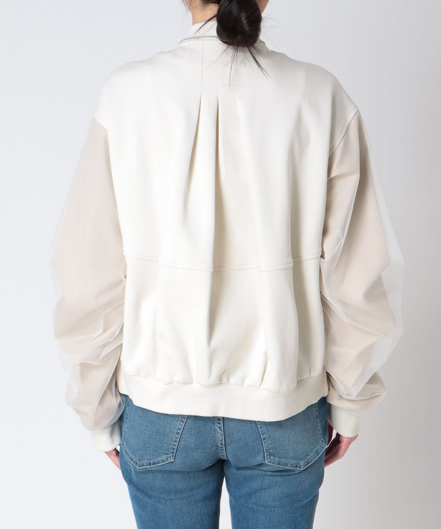 ポンチ袖チュールタックブルゾン