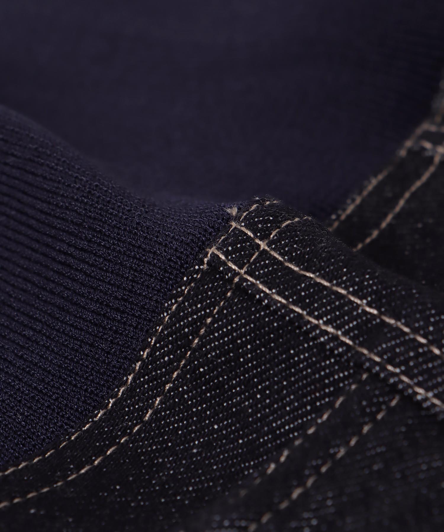 ニットドッキングデニムフードジャケット