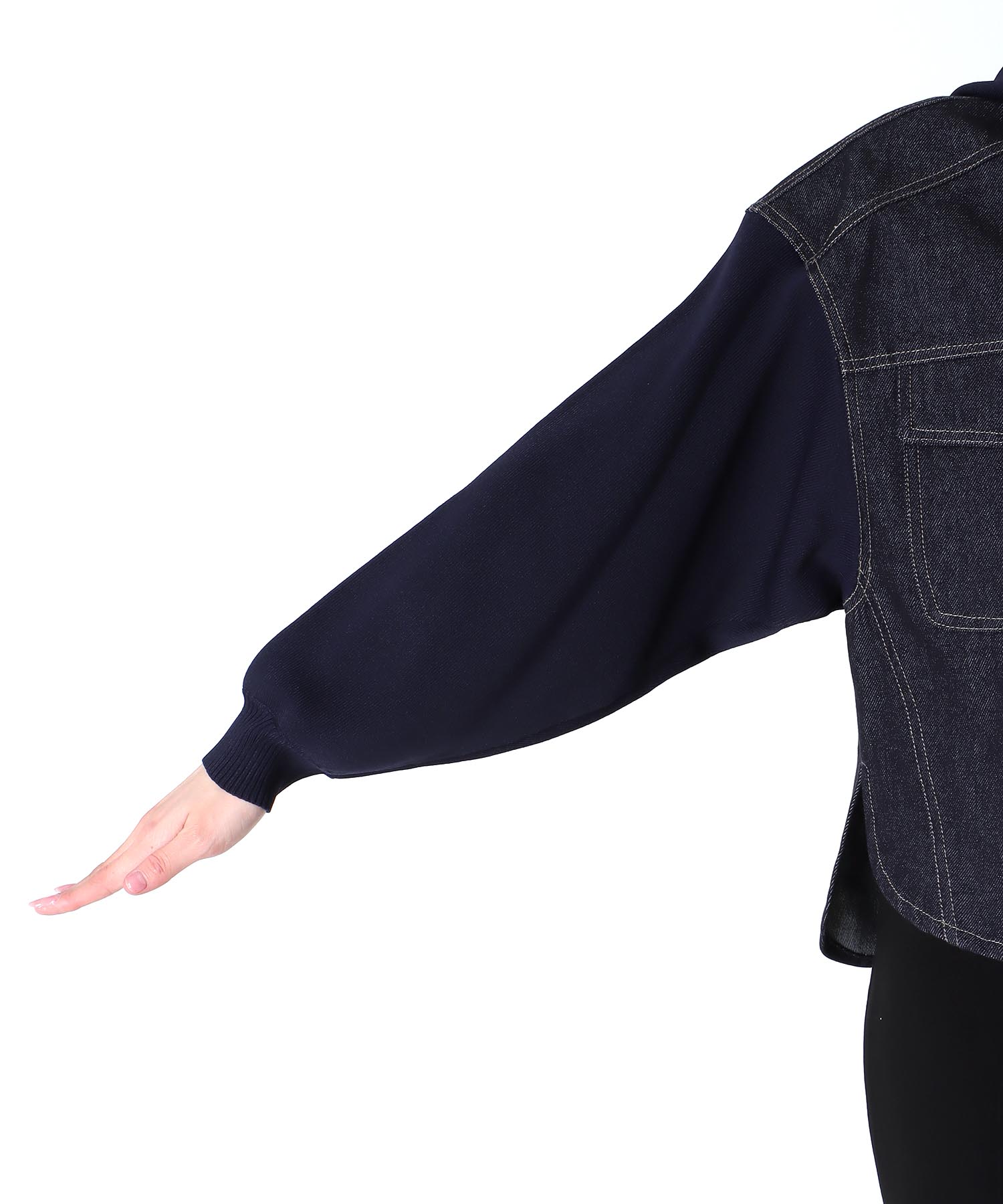 ニットドッキングデニムフードジャケット