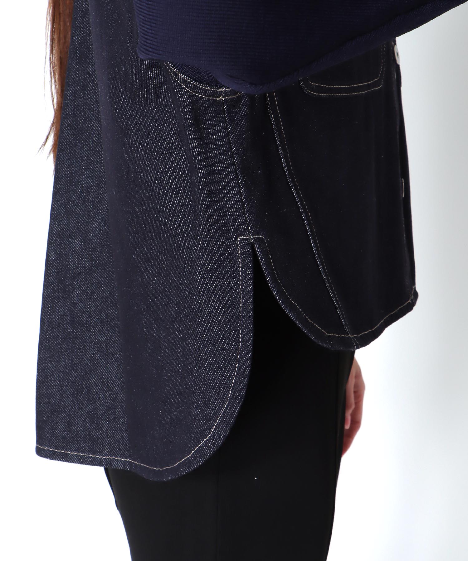 ニットドッキングデニムフードジャケット