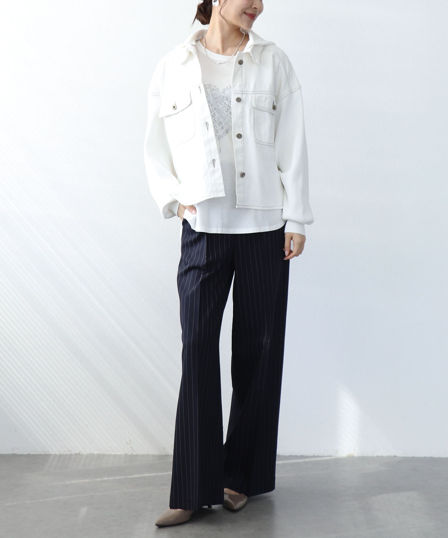 ニットドッキングデニムフードジャケット