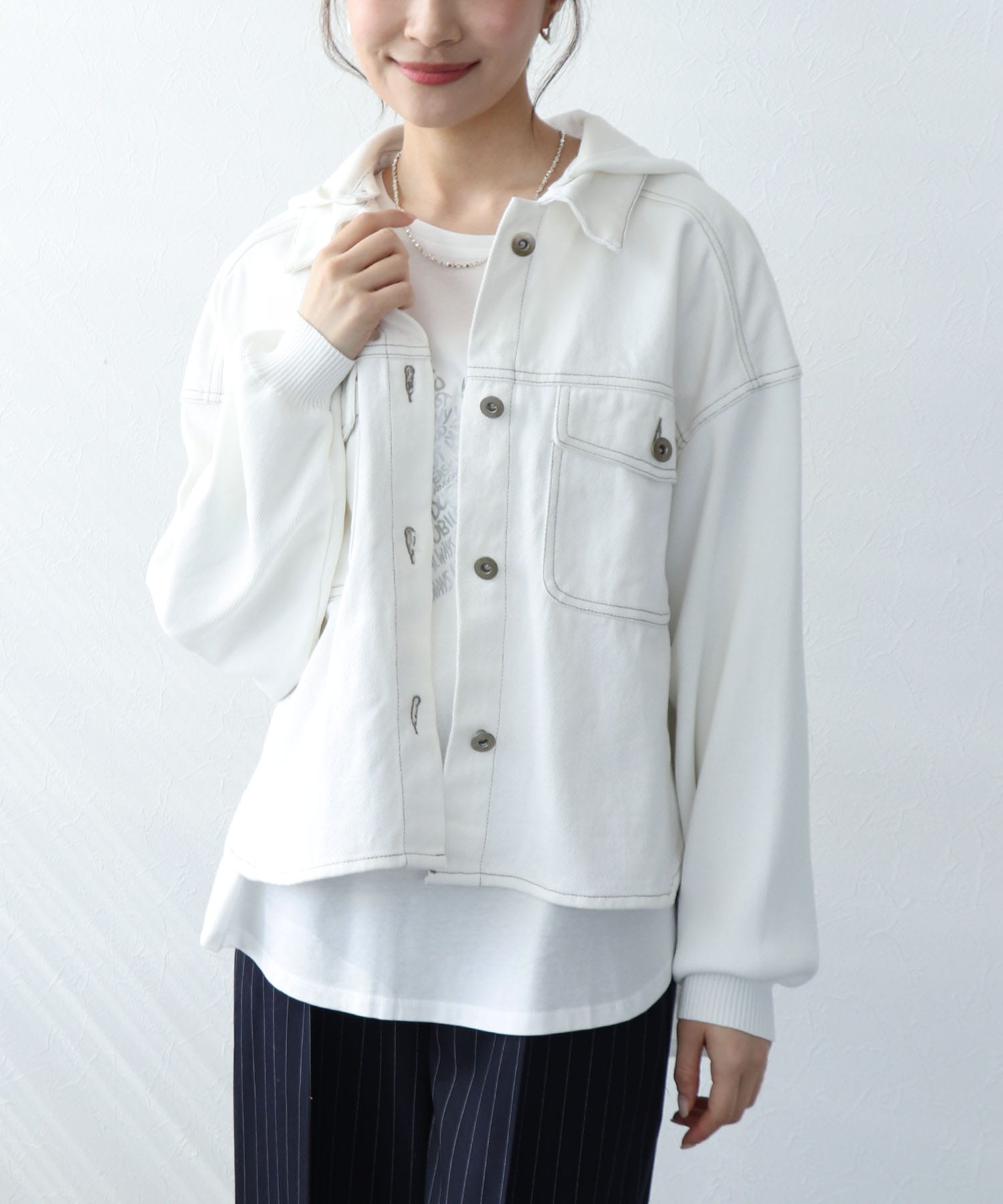 ニットドッキングデニムフードジャケット