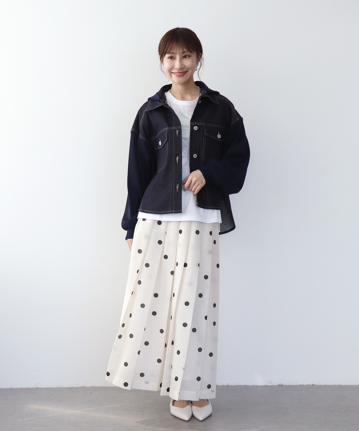 ニットドッキングデニムフードジャケット