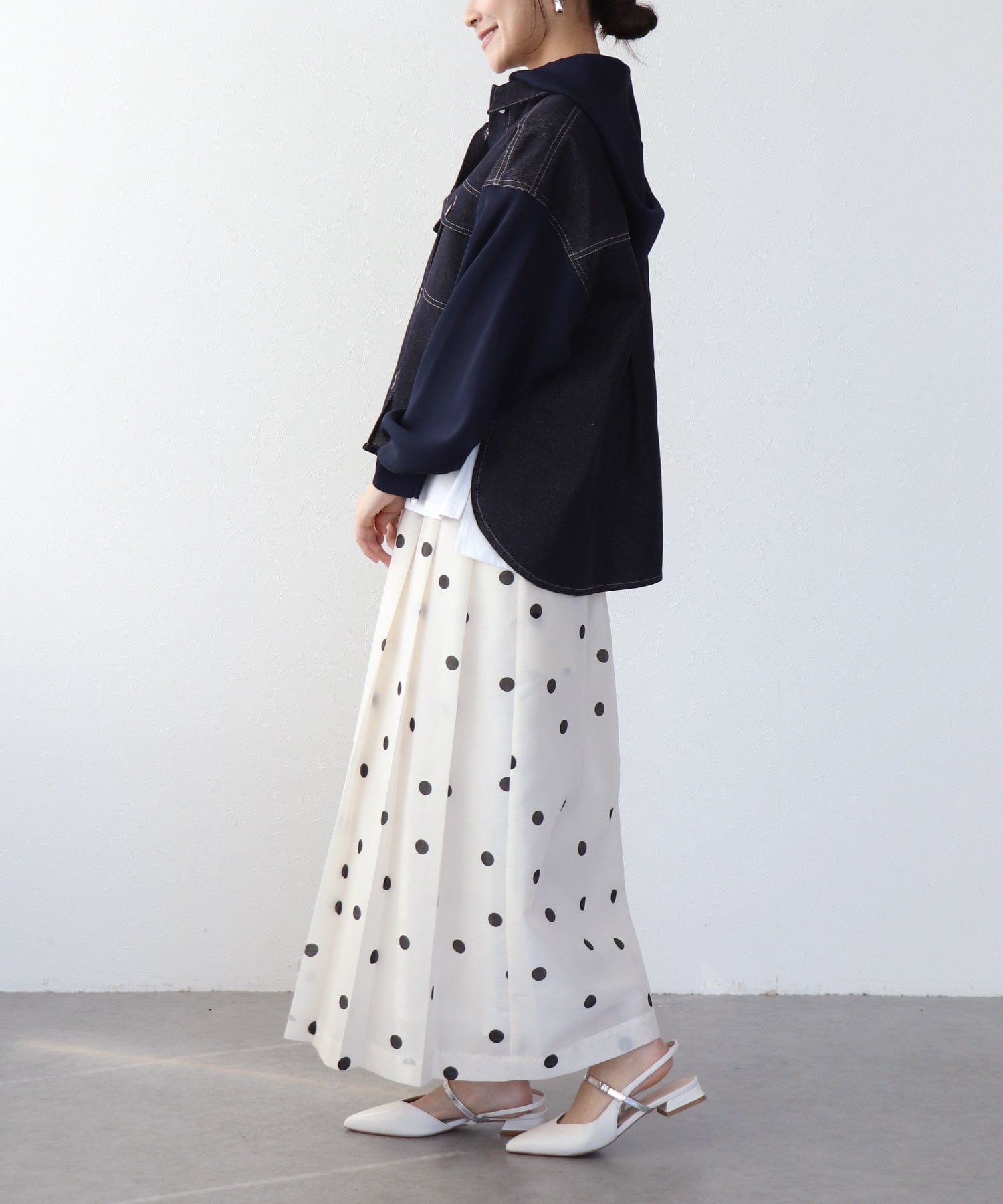 ニットドッキングデニムフードジャケット