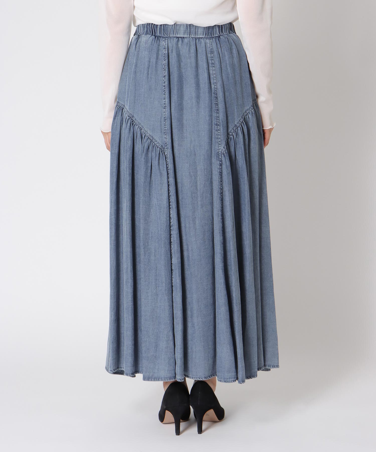 テンセルデニムギャザースカート