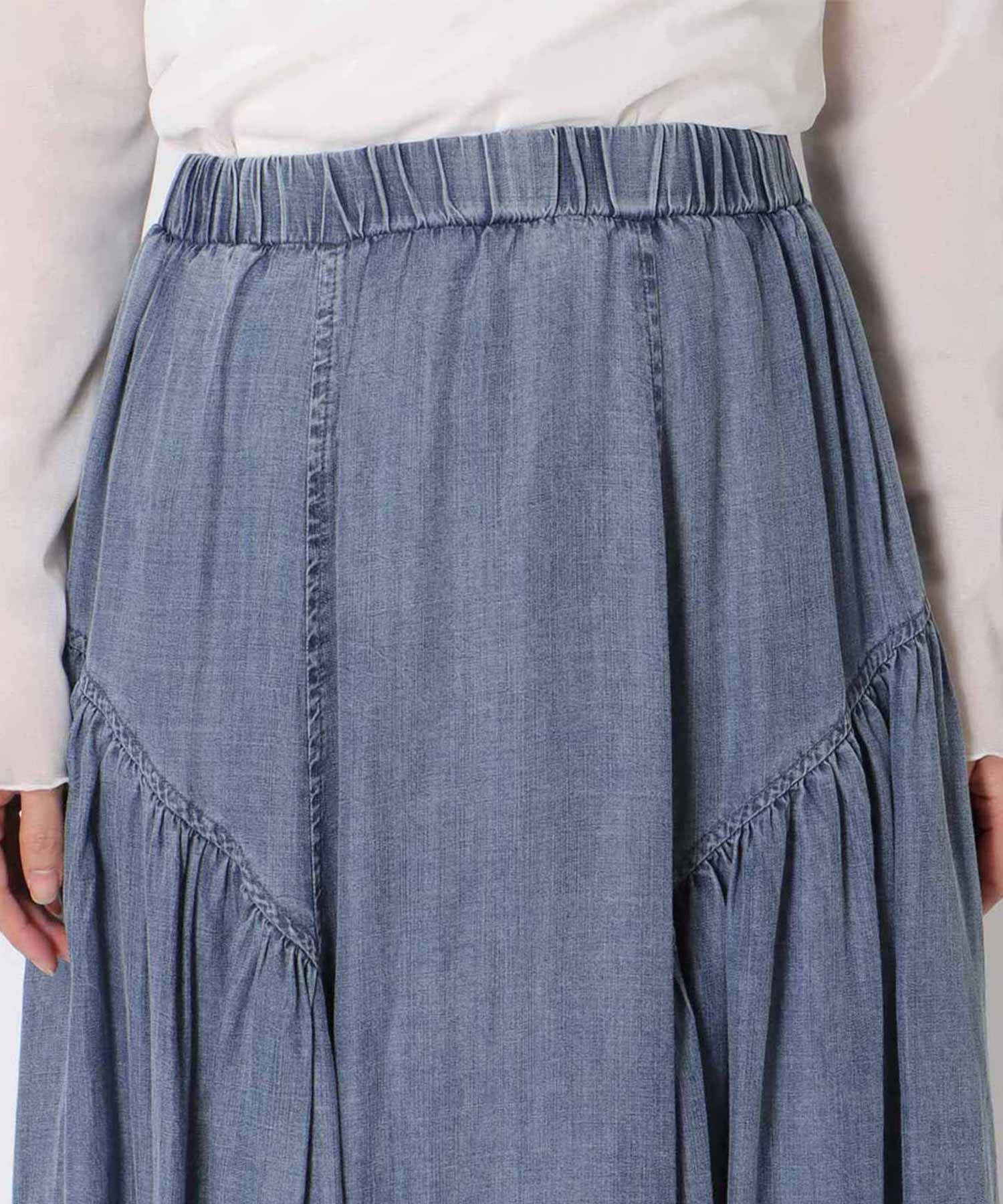 テンセルデニムギャザースカート