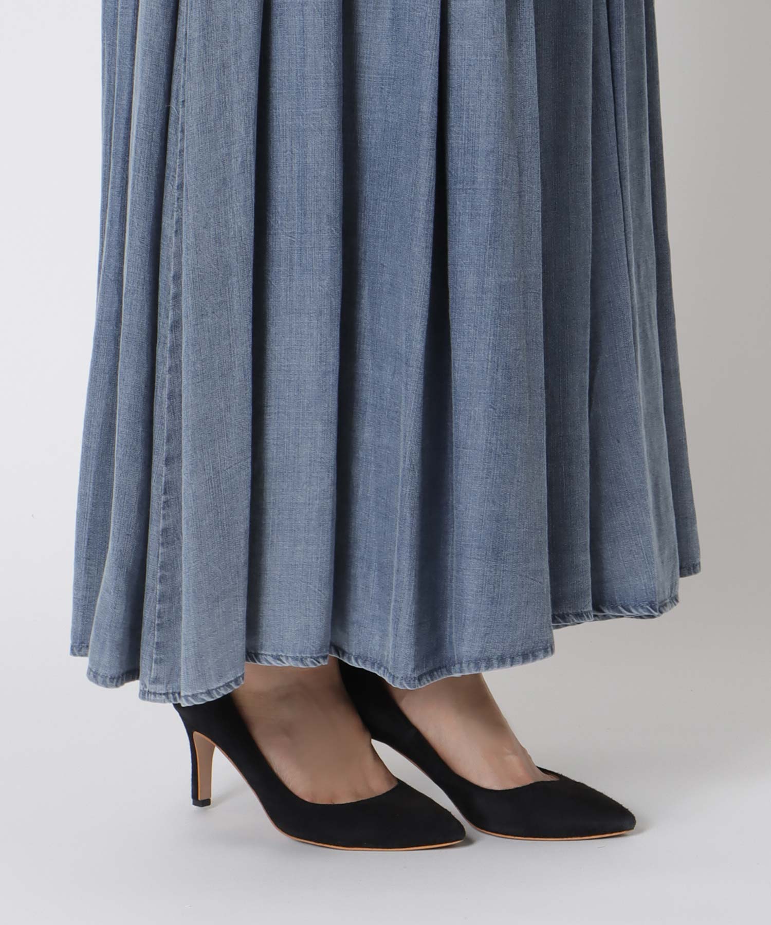 テンセルデニムギャザースカート