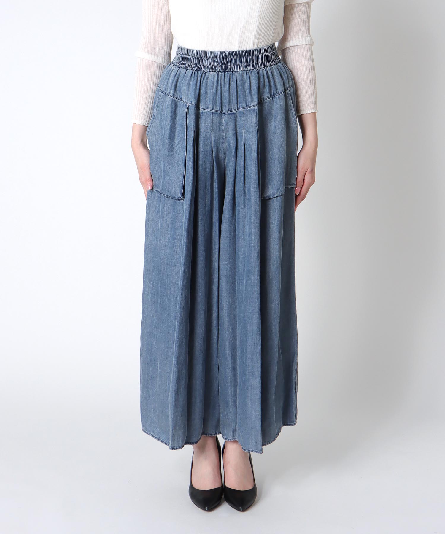 テンセルデニムガウチョパンツ