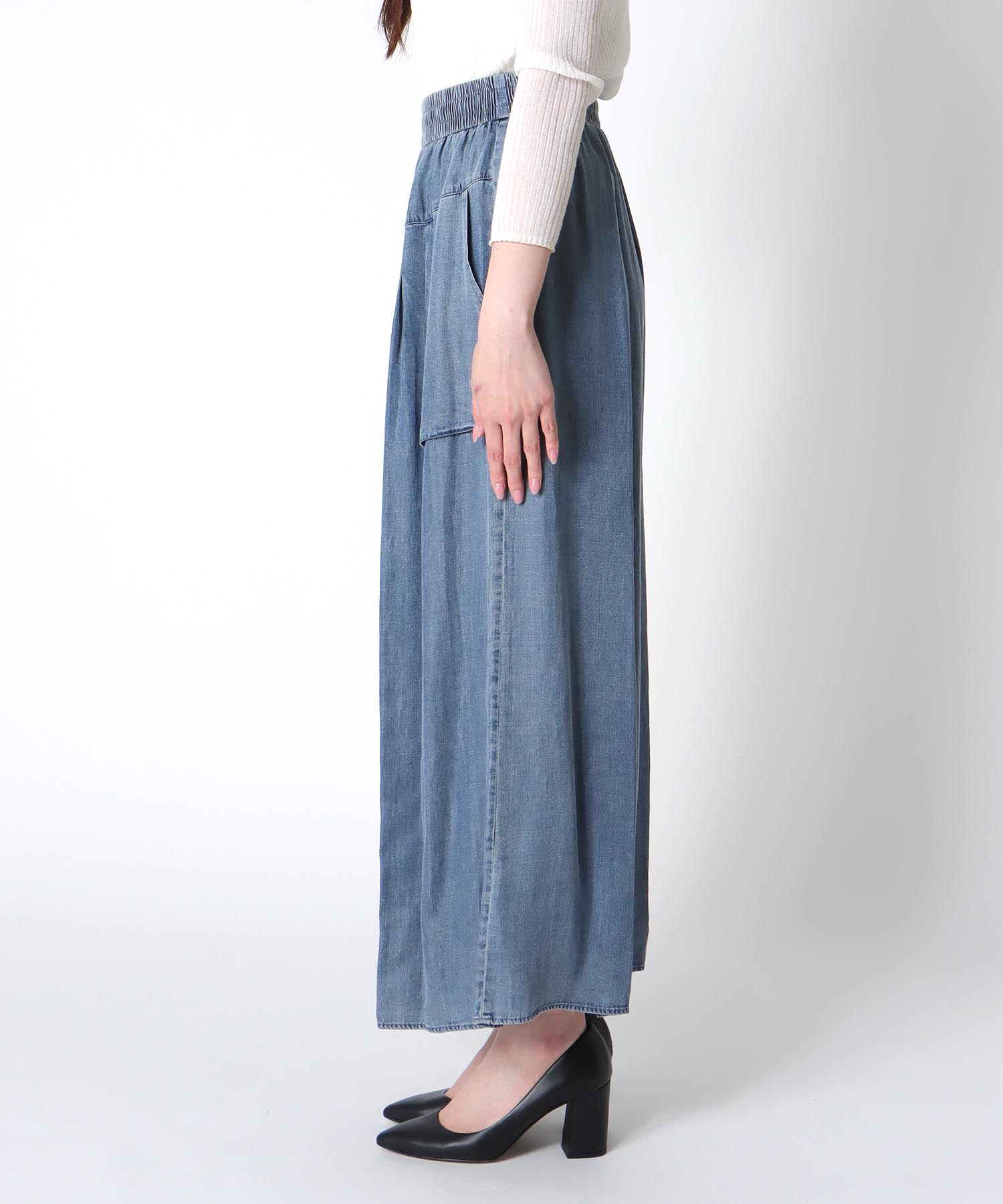 テンセルデニムガウチョパンツ