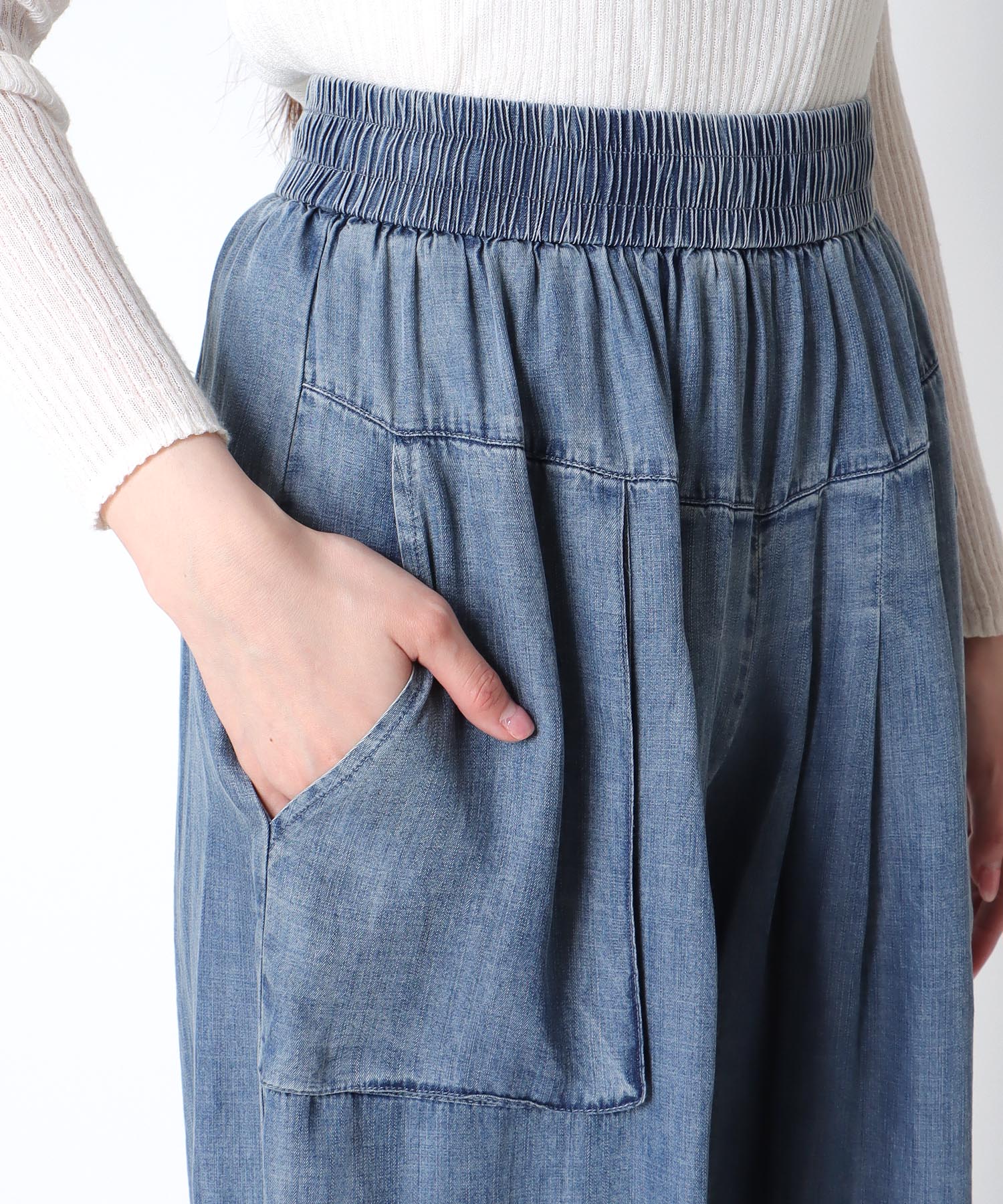 テンセルデニムガウチョパンツ