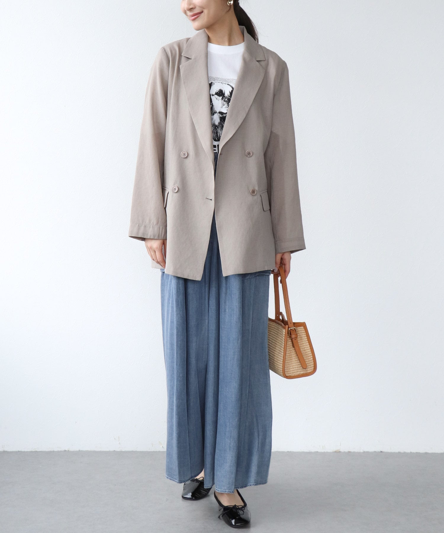 テンセルデニムガウチョパンツ