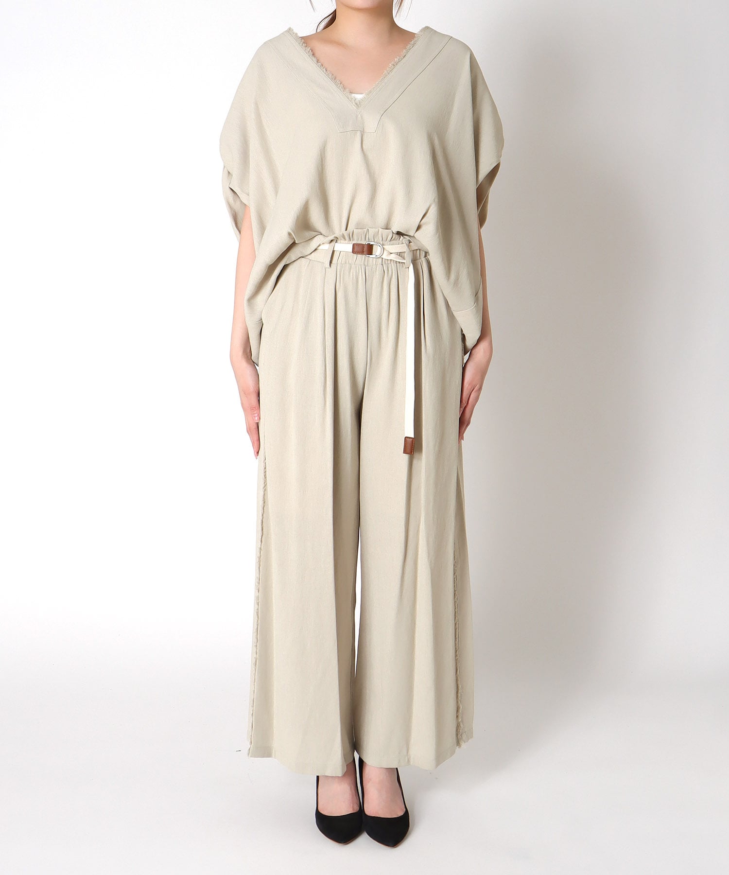 サイドフリンジベルト付パンツ