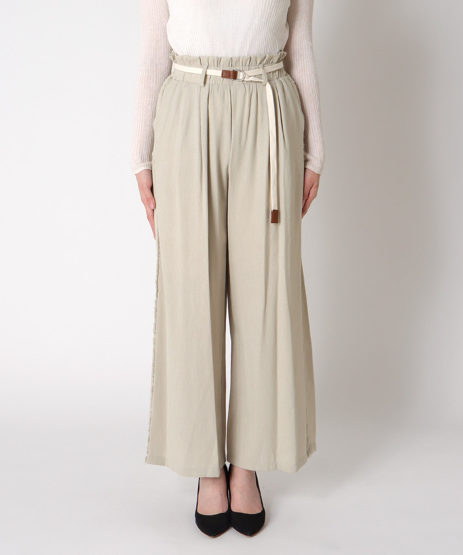 サイドフリンジベルト付パンツ