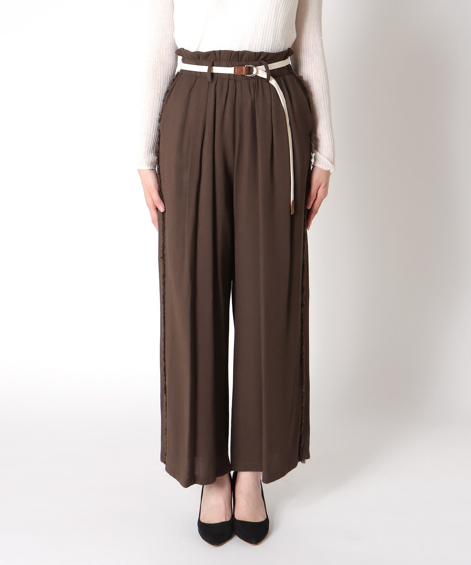 サイドフリンジベルト付パンツ