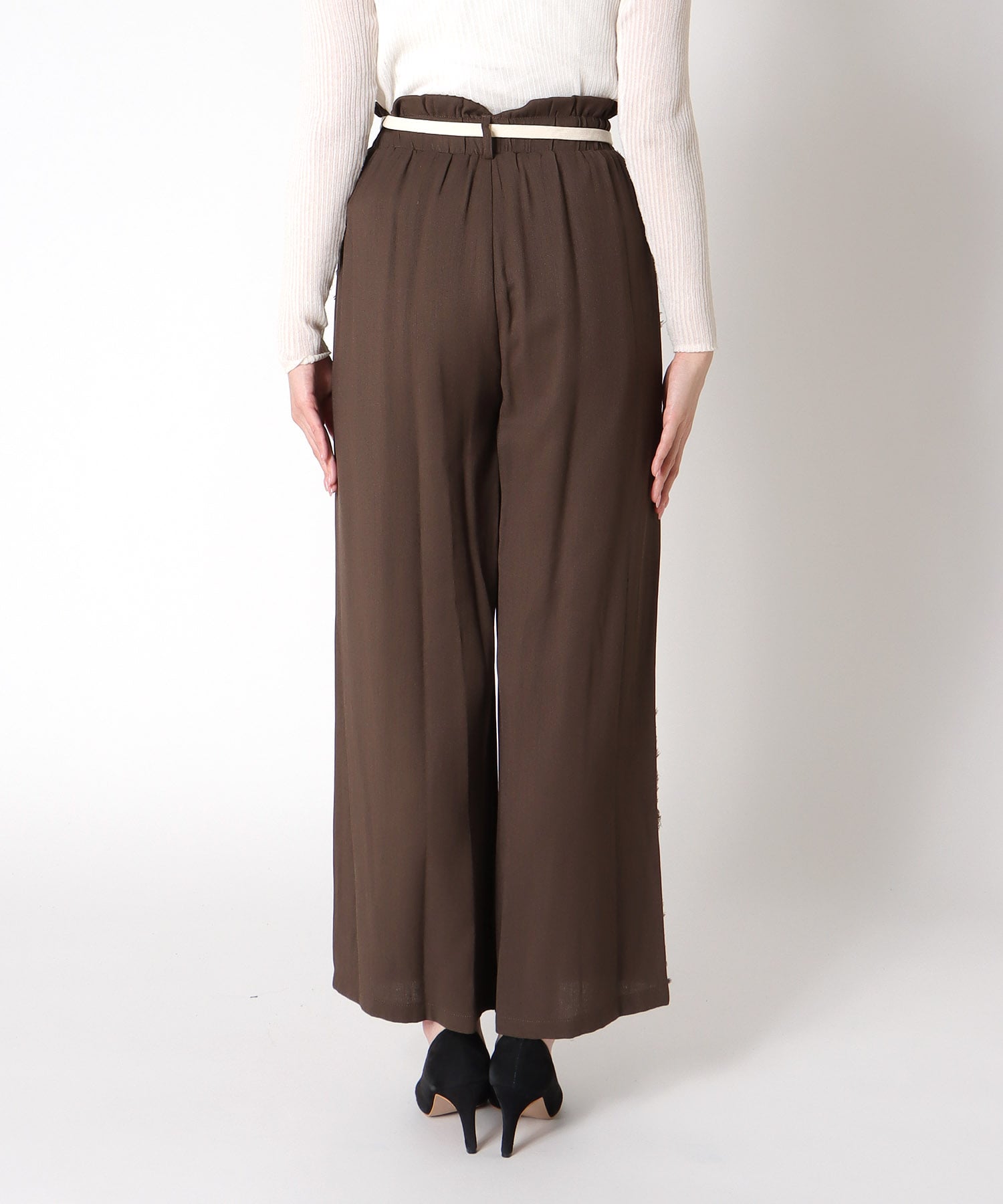 サイドフリンジベルト付パンツ