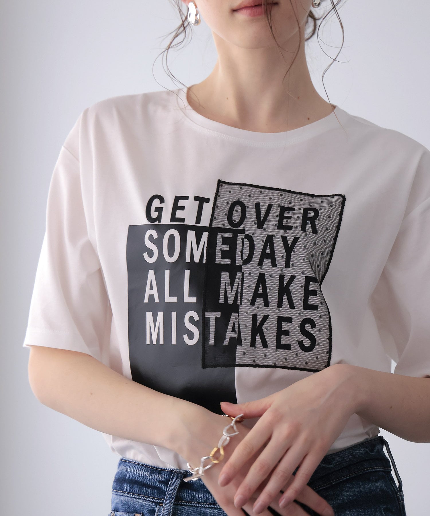 サイドファスナーロゴTシャツ