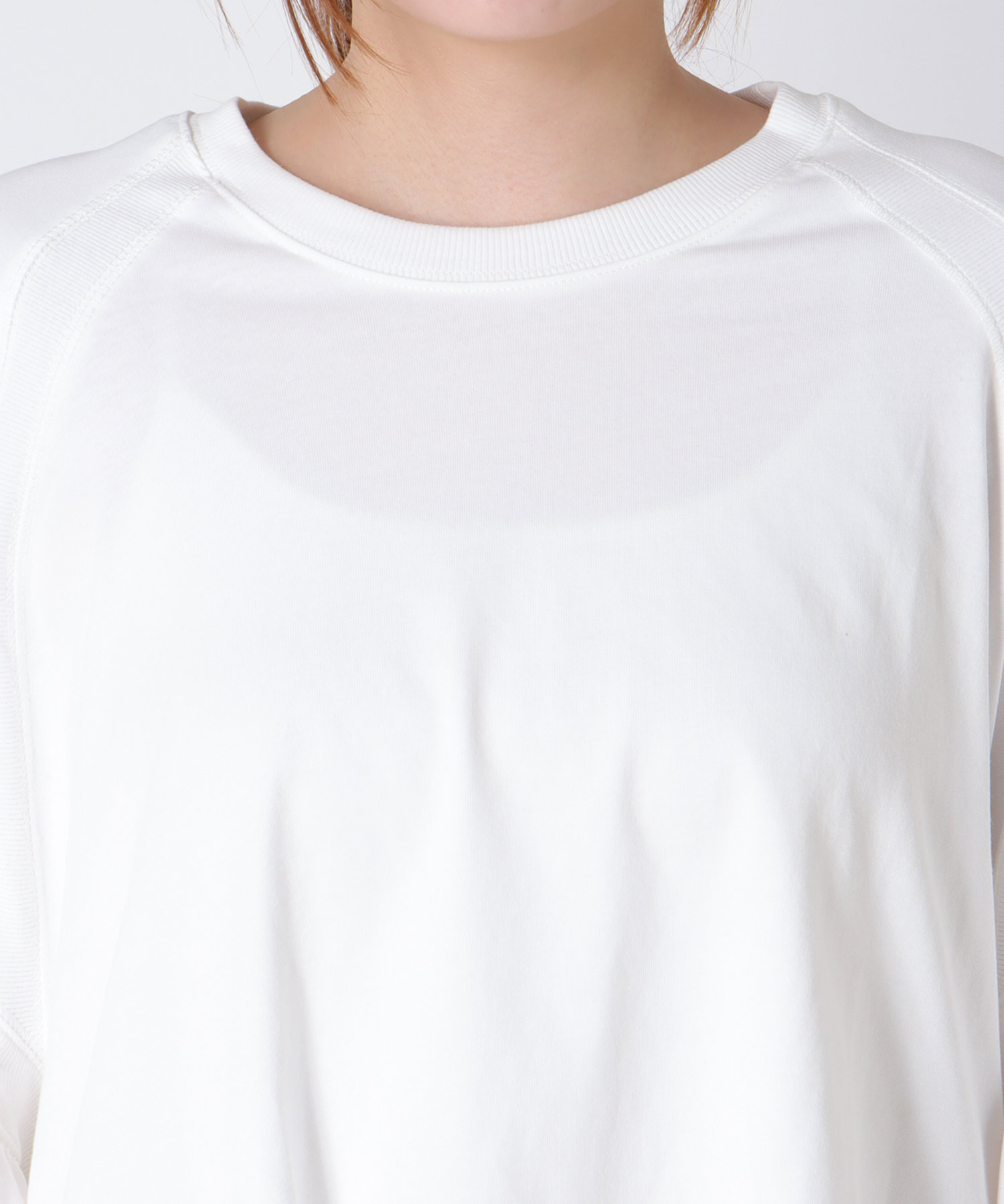 〔お家で試着〕リブ切替ギャザースリーブトップス