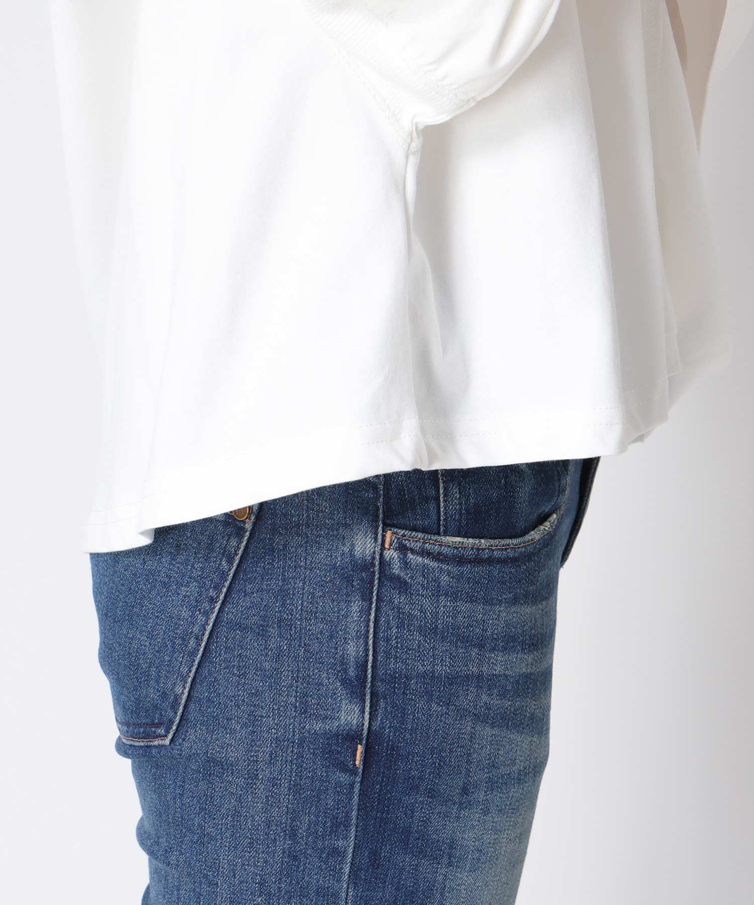 〔お家で試着〕リブ切替ギャザースリーブトップス