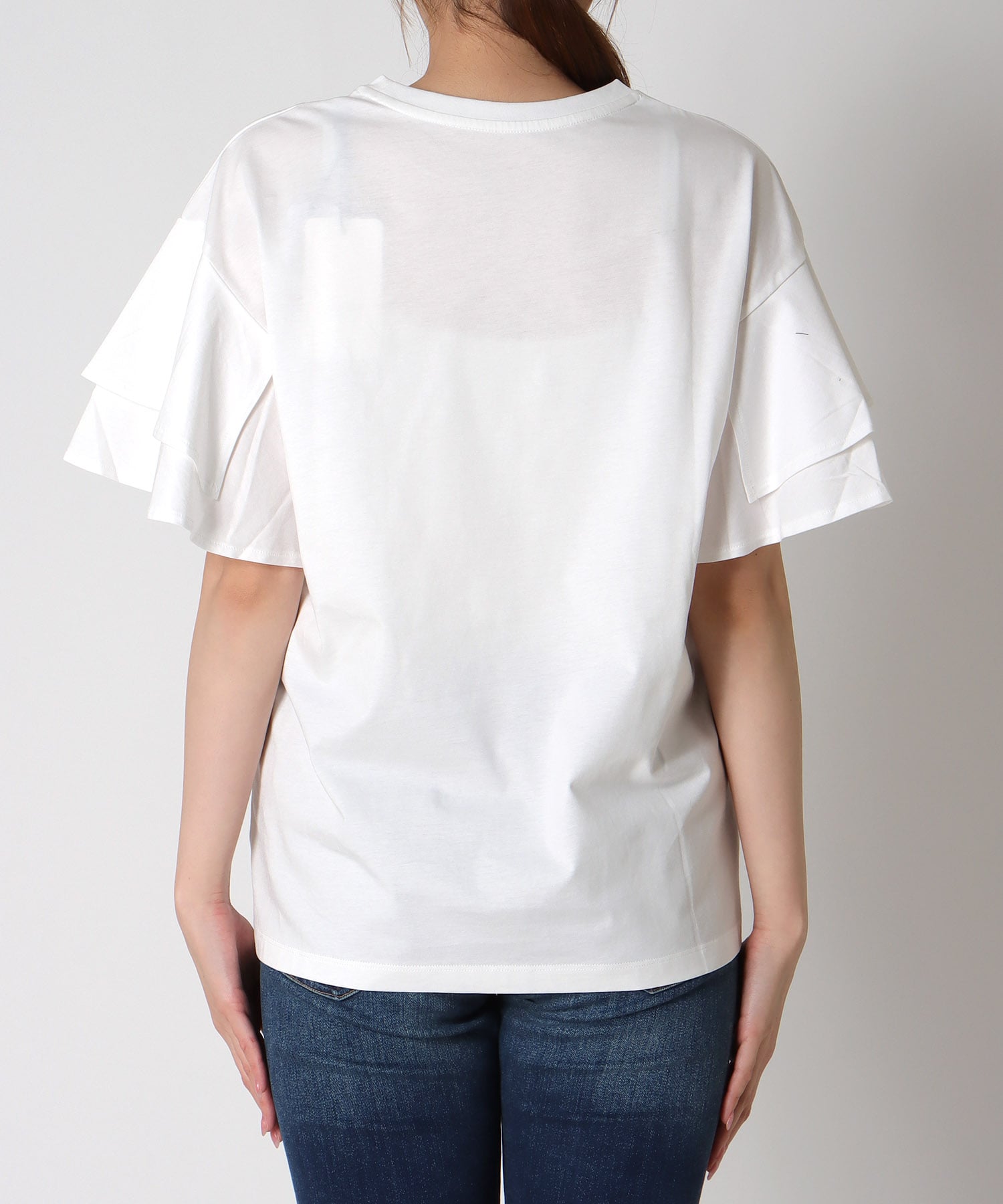 フリルスリーブロゴTシャツ