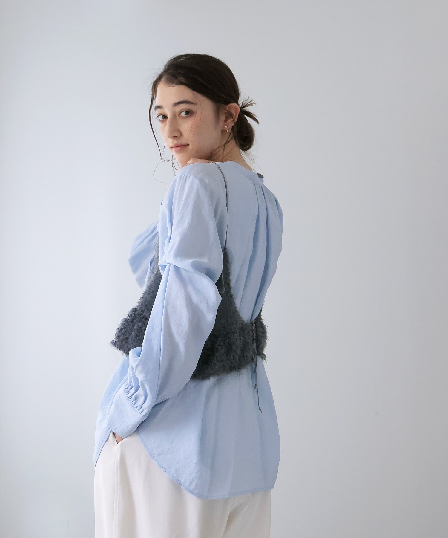 前後2wayボリュームスリーブシャツ