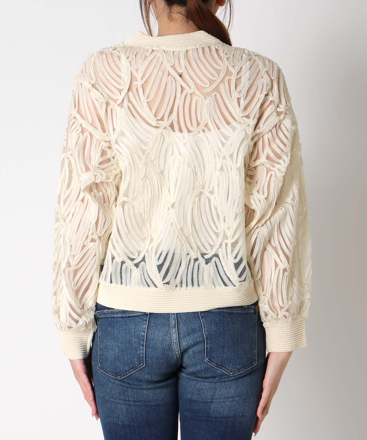 コード刺繍レースカーディガン