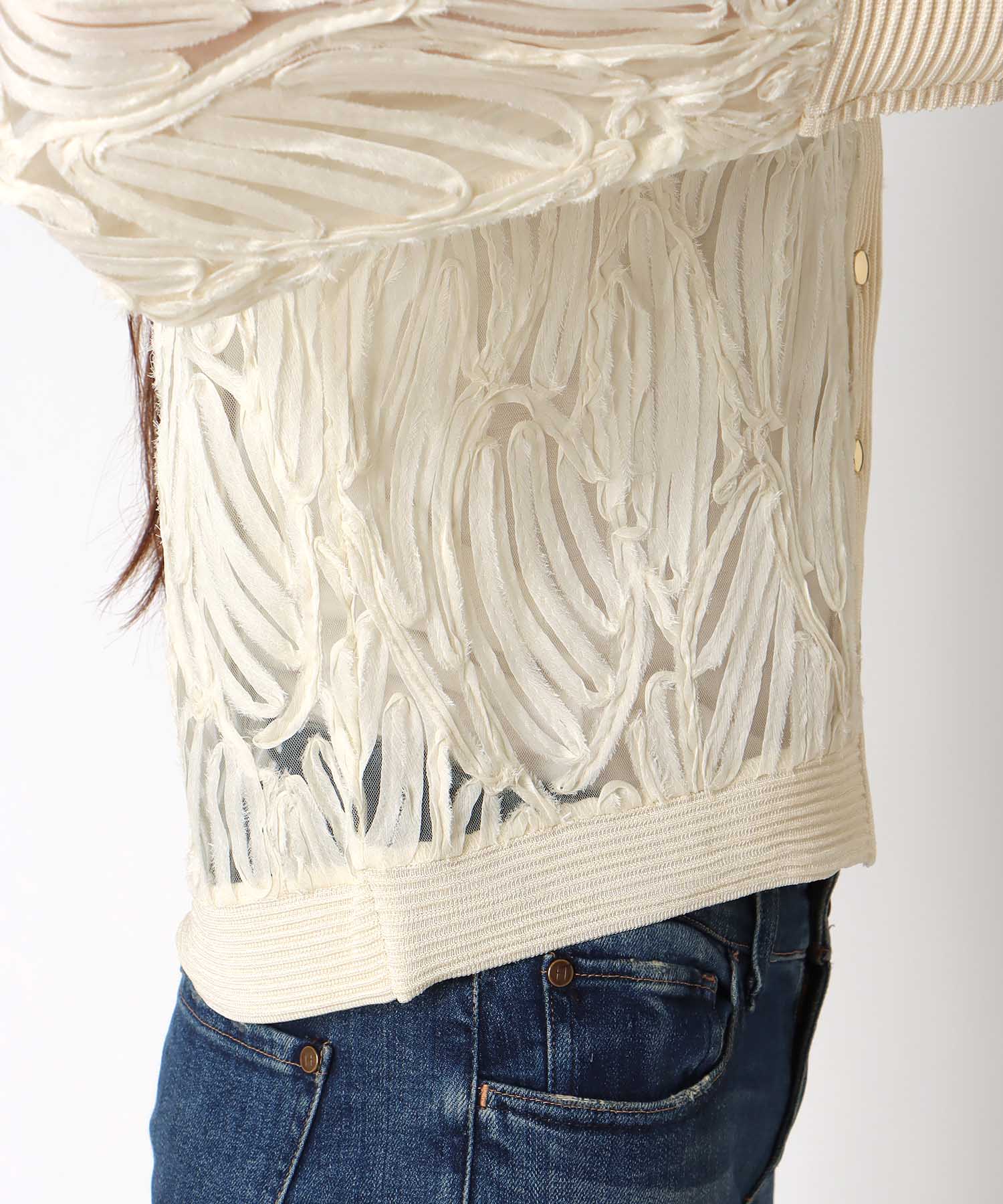 コード刺繍レースカーディガン